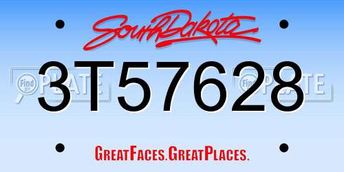 3T57628 South Dakota License Plate