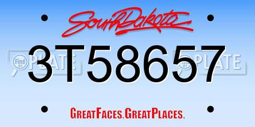 3T58657 South Dakota License Plate