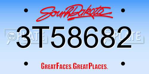 3T58682 South Dakota License Plate