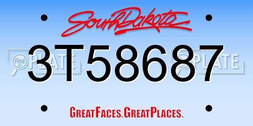 3T58687 South Dakota License Plate
