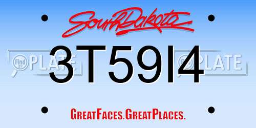 3T59I4 South Dakota License Plate