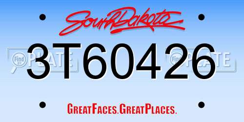 3T60426 South Dakota License Plate