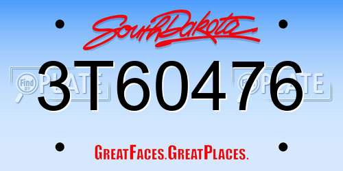 3T60476 South Dakota License Plate