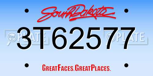 3T62577 South Dakota License Plate