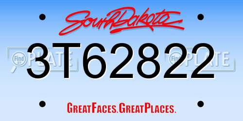 3T62822 South Dakota License Plate