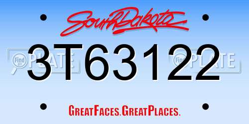 3T63122 South Dakota License Plate