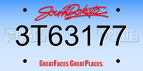 3T63177 South Dakota License Plate