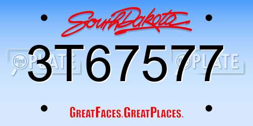 3T67577 South Dakota License Plate