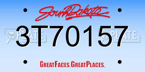 3T70157 South Dakota License Plate