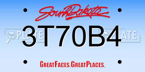 3T70B4 South Dakota License Plate