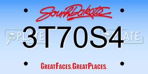 3T70S4 South Dakota License Plate