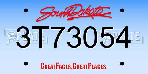 3T73054 South Dakota License Plate