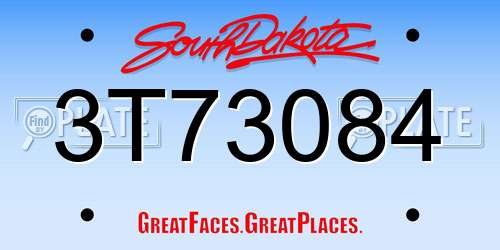 3T73084 South Dakota License Plate