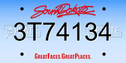 3T74134 South Dakota License Plate