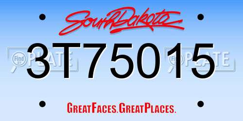 3T75015 South Dakota License Plate