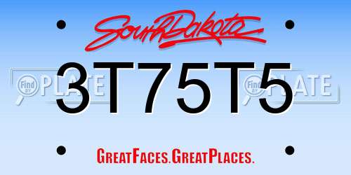 3T75T5 South Dakota License Plate