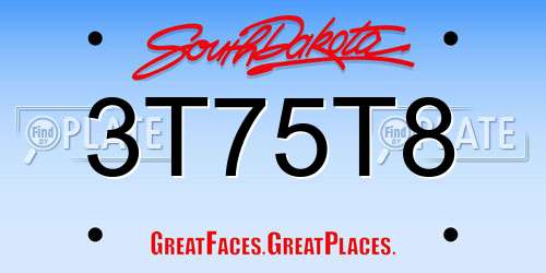 3T75T8 South Dakota License Plate