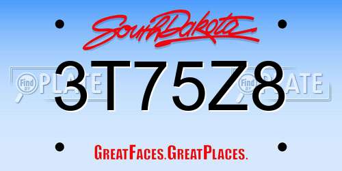 3T75Z8 South Dakota License Plate