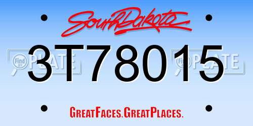 3T78015 South Dakota License Plate