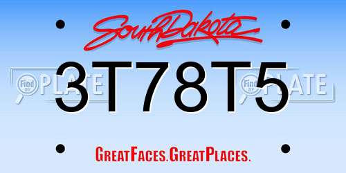 3T78T5 South Dakota License Plate
