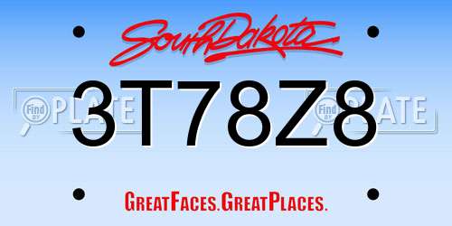 3T78Z8 South Dakota License Plate