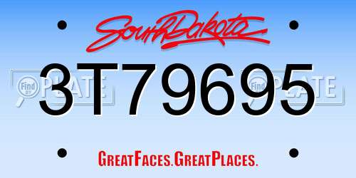 3T79695 South Dakota License Plate