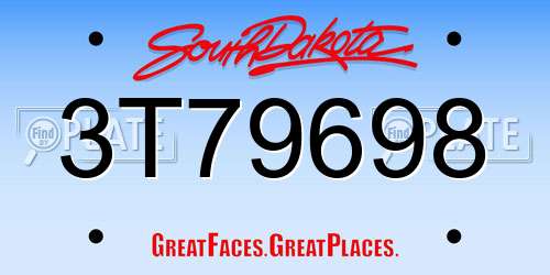 3T79698 South Dakota License Plate