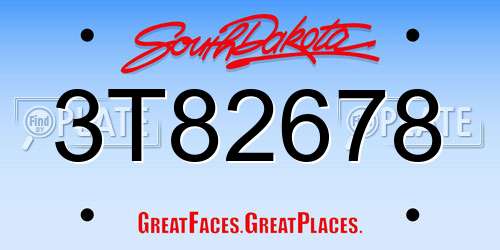 3T82678 South Dakota License Plate