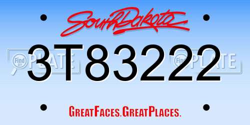 3T83222 South Dakota License Plate