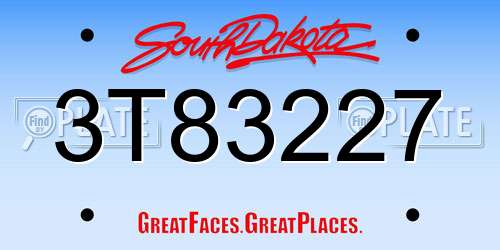 3T83227 South Dakota License Plate