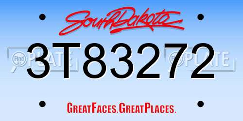 3T83272 South Dakota License Plate
