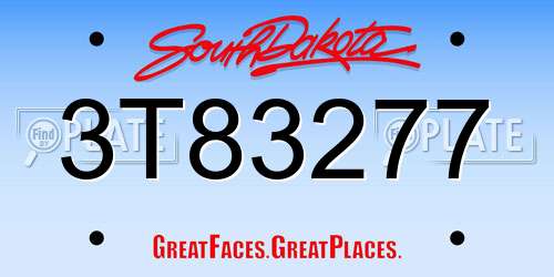 3T83277 South Dakota License Plate