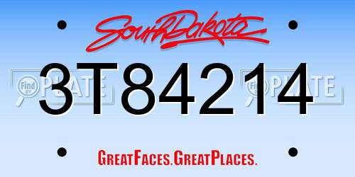 3T84214 South Dakota License Plate