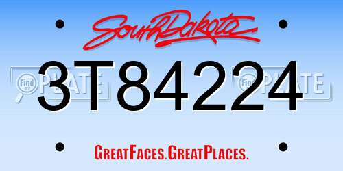3T84224 South Dakota License Plate