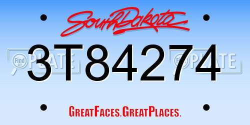 3T84274 South Dakota License Plate