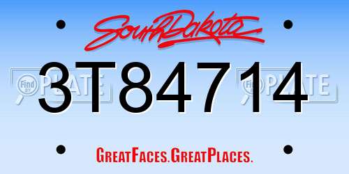 3T84714 South Dakota License Plate