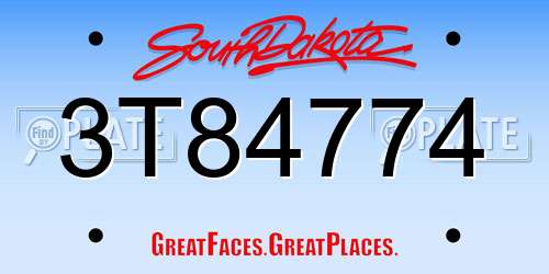 3T84774 South Dakota License Plate