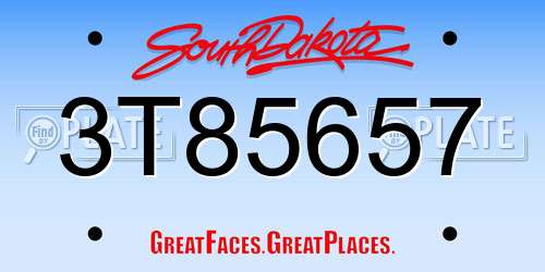 3T85657 South Dakota License Plate