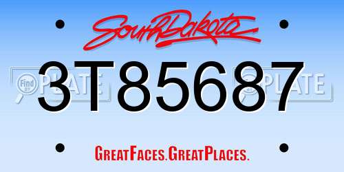 3T85687 South Dakota License Plate