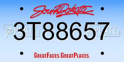 3T88657 South Dakota License Plate