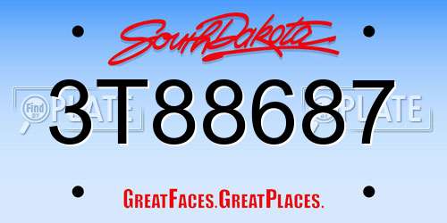3T88687 South Dakota License Plate