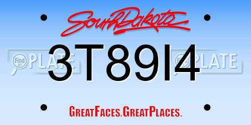 3T89I4 South Dakota License Plate