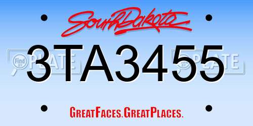 3TA3455 South Dakota License Plate