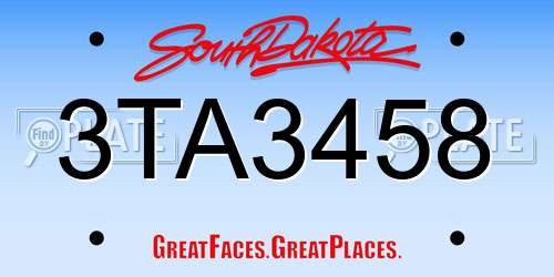 3TA3458 South Dakota License Plate