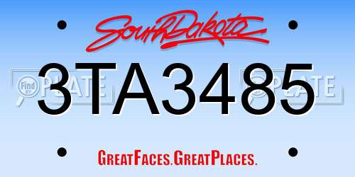 3TA3485 South Dakota License Plate