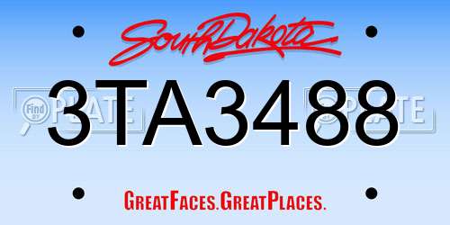 3TA3488 South Dakota License Plate