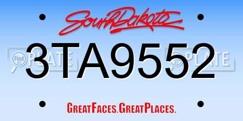 3TA9552 South Dakota License Plate
