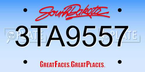 3TA9557 South Dakota License Plate