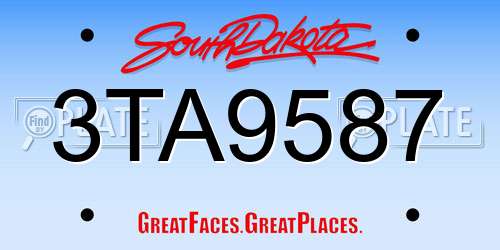 3TA9587 South Dakota License Plate