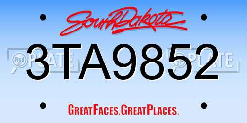 3TA9852 South Dakota License Plate